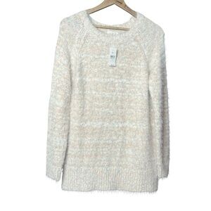 NWT Lou & Grey Cream Pink and Blue Eyelash Soft Sweater Women’s Size Medium